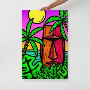 Moai Sunset - Gallery Wrapped Canvas Print in multiple sizes