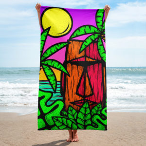 Moai Sunset - Beach Towel