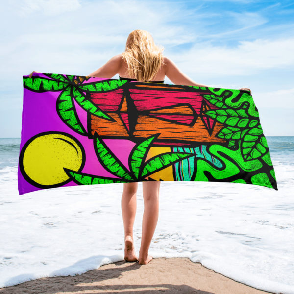 Moai Sunset - Beach Towel - Image 2
