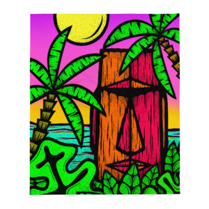 Moai Sunset - Throw Blanket 50x60 inch size