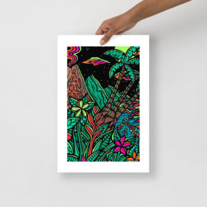 Volcano in the Moonlight - 12x18 Giclée Print