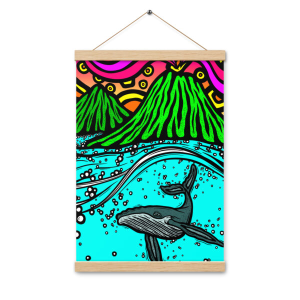 Big Island Whale - Poster Print with Wood hangers
