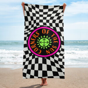 Corners of the Sun Logo Checkered Beach Towel
