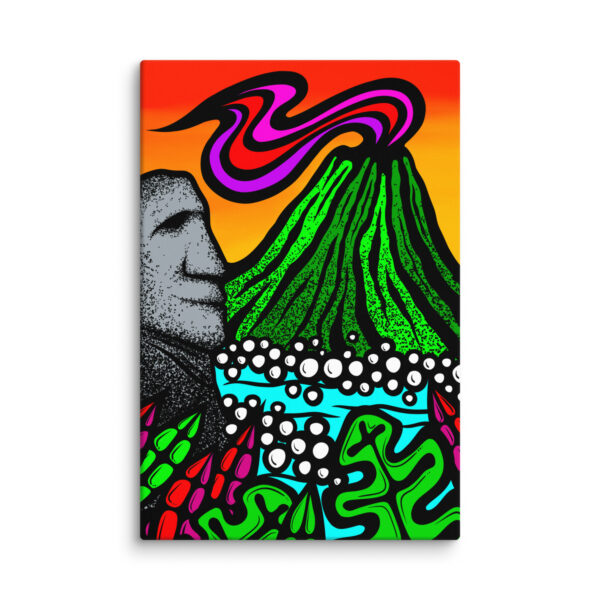 Volcano Moai - Gallery Wrapped Canvas Print