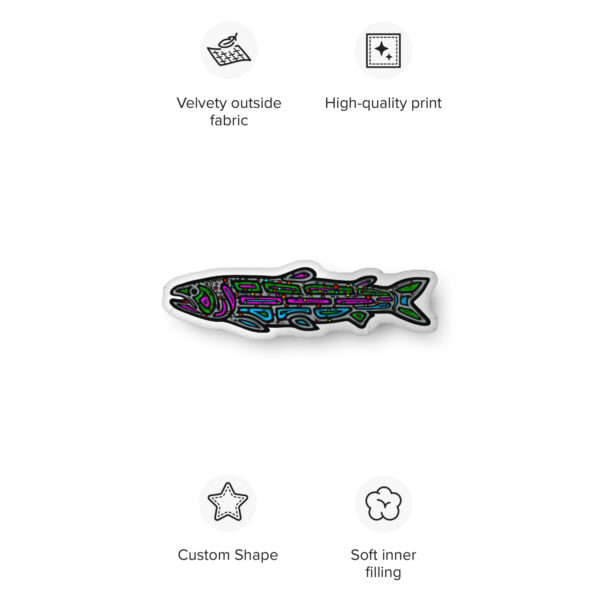 Rainbow Trout - Custom-shaped pillow in 3 sizes