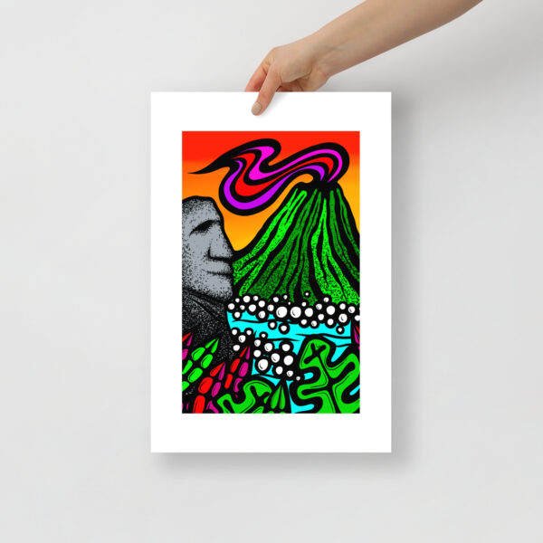 Volcano Moai - Mattee Giclee Print - Image 2