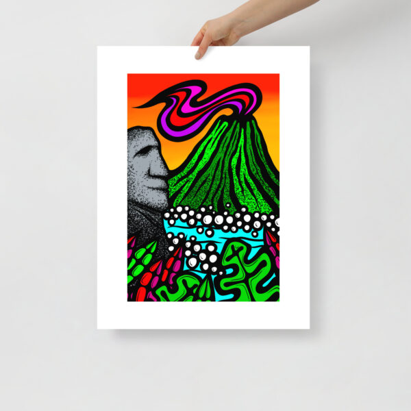 Volcano Moai - Mattee Giclee Print - Image 3