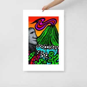 Volcano Moai - Mattee Giclee Print