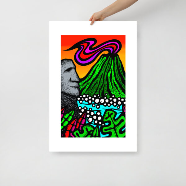 Volcano Moai - Mattee Giclee Print