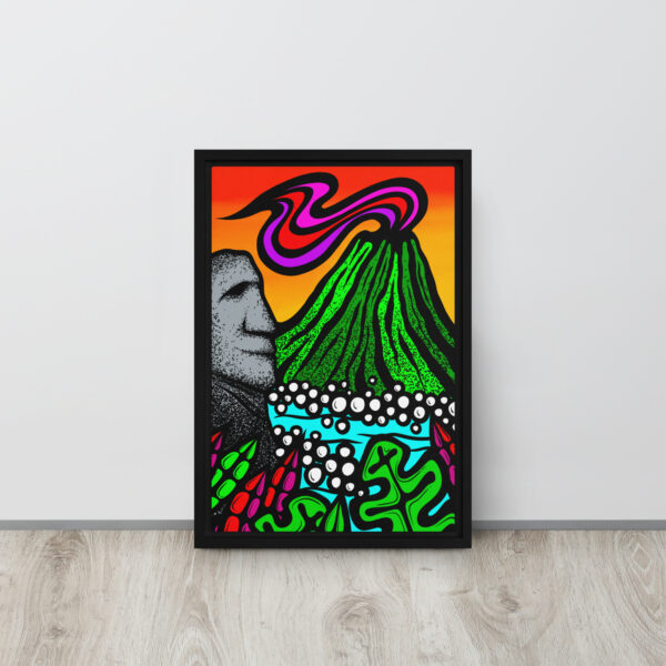 Volcano Moai - Gallery Wrapped Canvas Print in Floating Frame - Image 2