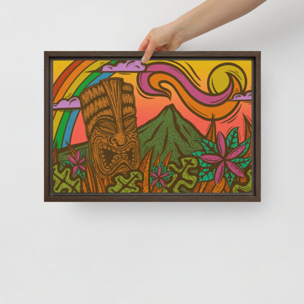 Rainbow Tiki - Gallery Wrapped Canvas Print in Floating Frame - Image 4