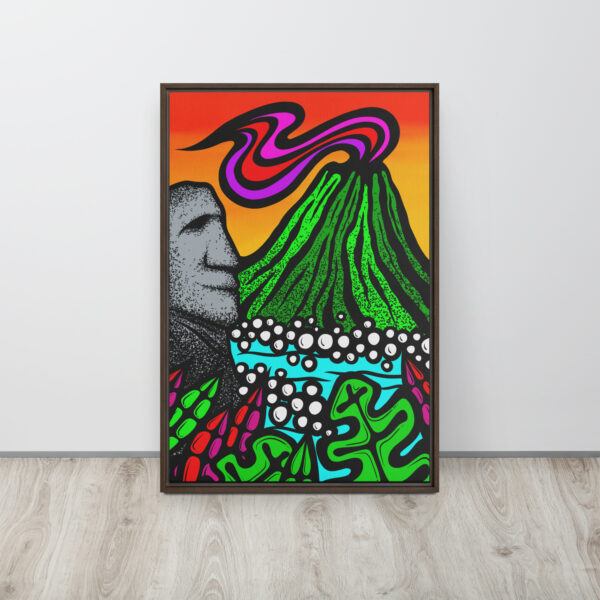Volcano Moai - Gallery Wrapped Canvas Print in Floating Frame - Image 5