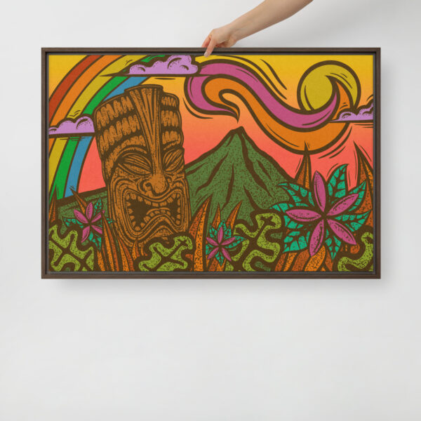 Rainbow Tiki - Gallery Wrapped Canvas Print in Floating Frame - Image 6