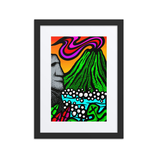 Volcano Moai - Framed Matte Giclee Print - Image 2