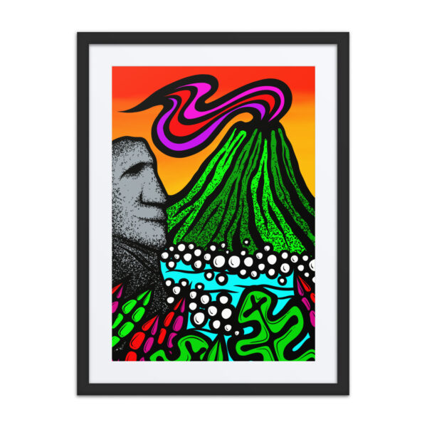 Volcano Moai - Framed Matte Giclee Print - Image 3