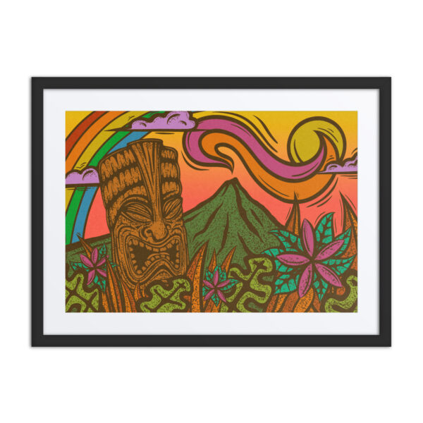 Rainbow Tiki - Matte Giclee Framed Print with Mat