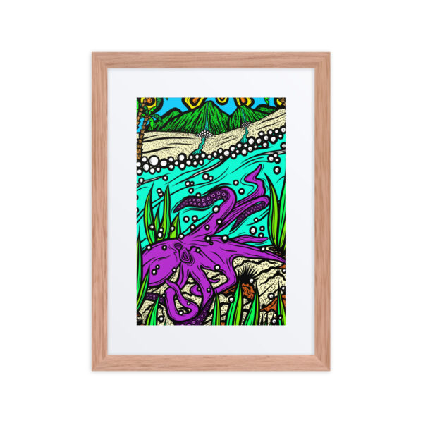 Island Octopus - Matte Giclee Framed Print with Mat - Image 3