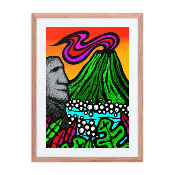 Volcano Moai - Framed Matte Giclee Print - Image 5