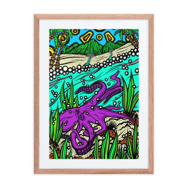 Island Octopus - Matte Giclee Framed Print with Mat - Image 4