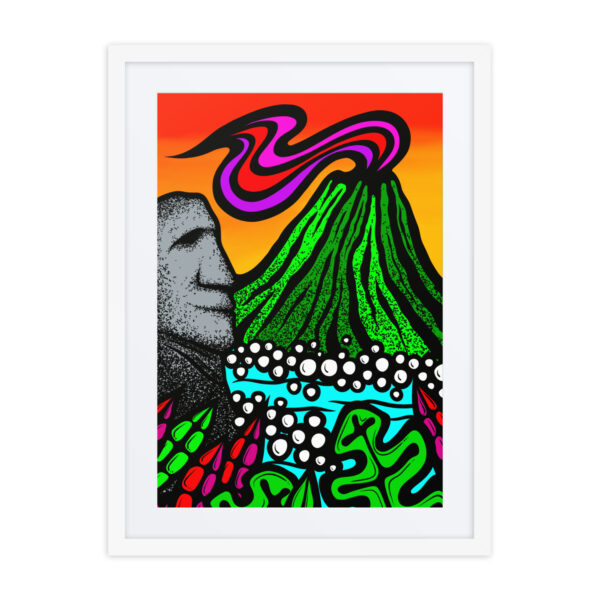 Volcano Moai - Framed Matte Giclee Print - Image 6