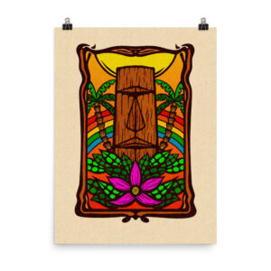 Rainbow Moai Poster print